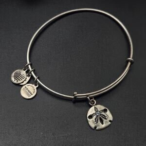 Alex and Ani Silver Tone Sand Dollar Bracelet Blue Rhinestone Sea Shell